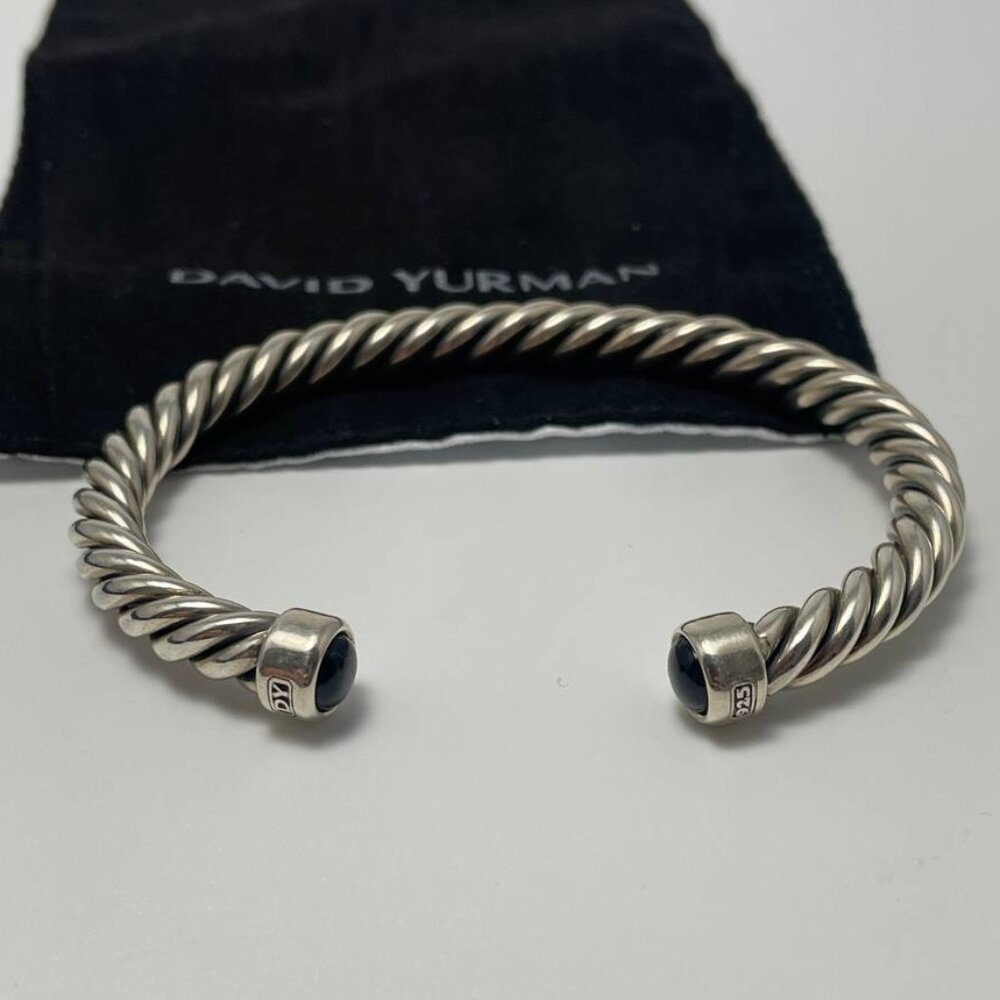 Authentic David Yurman Men's Cable Bracelet Sterling Silver and Black Onyx